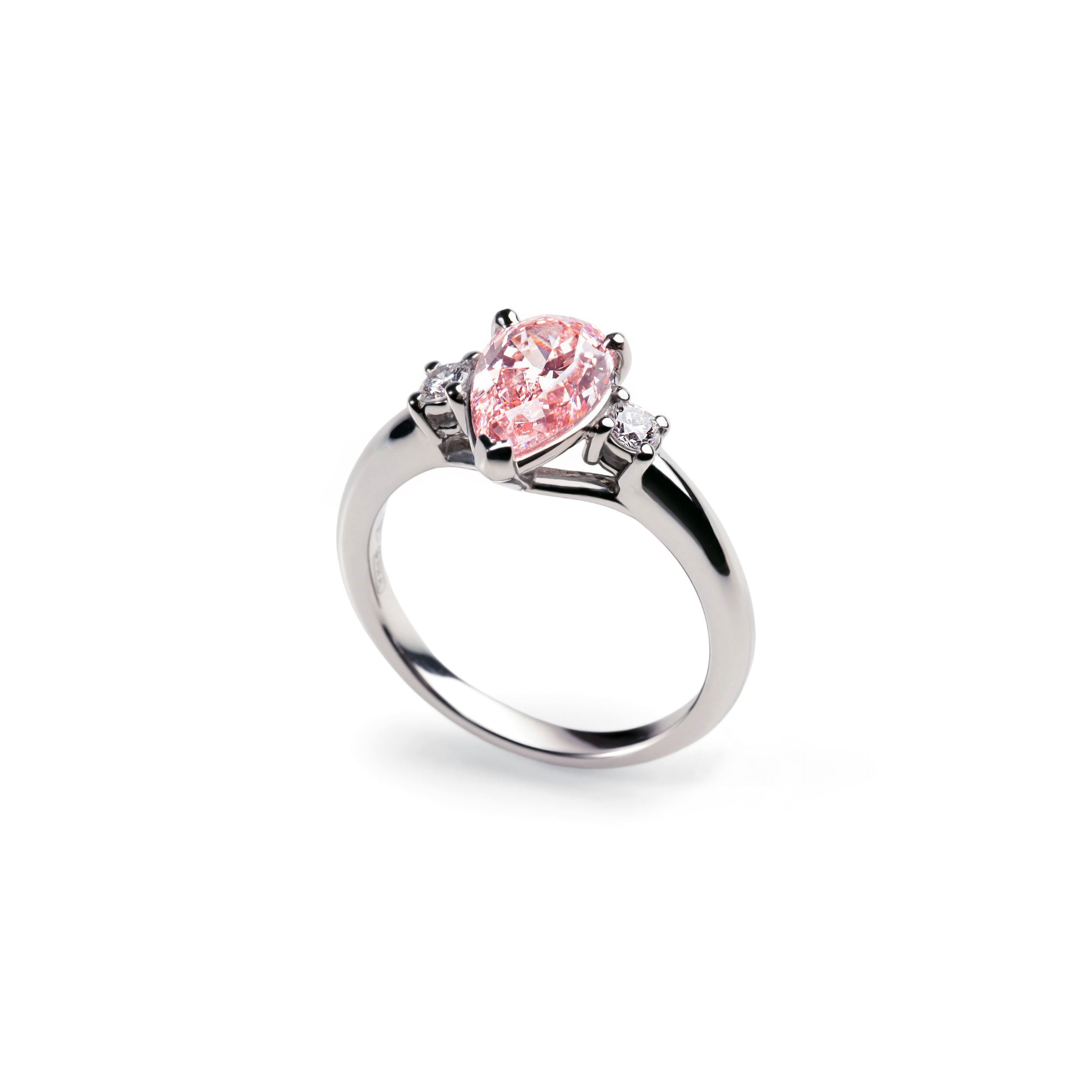 Anello Solitario Goccia Fancy Pink & Diamanti