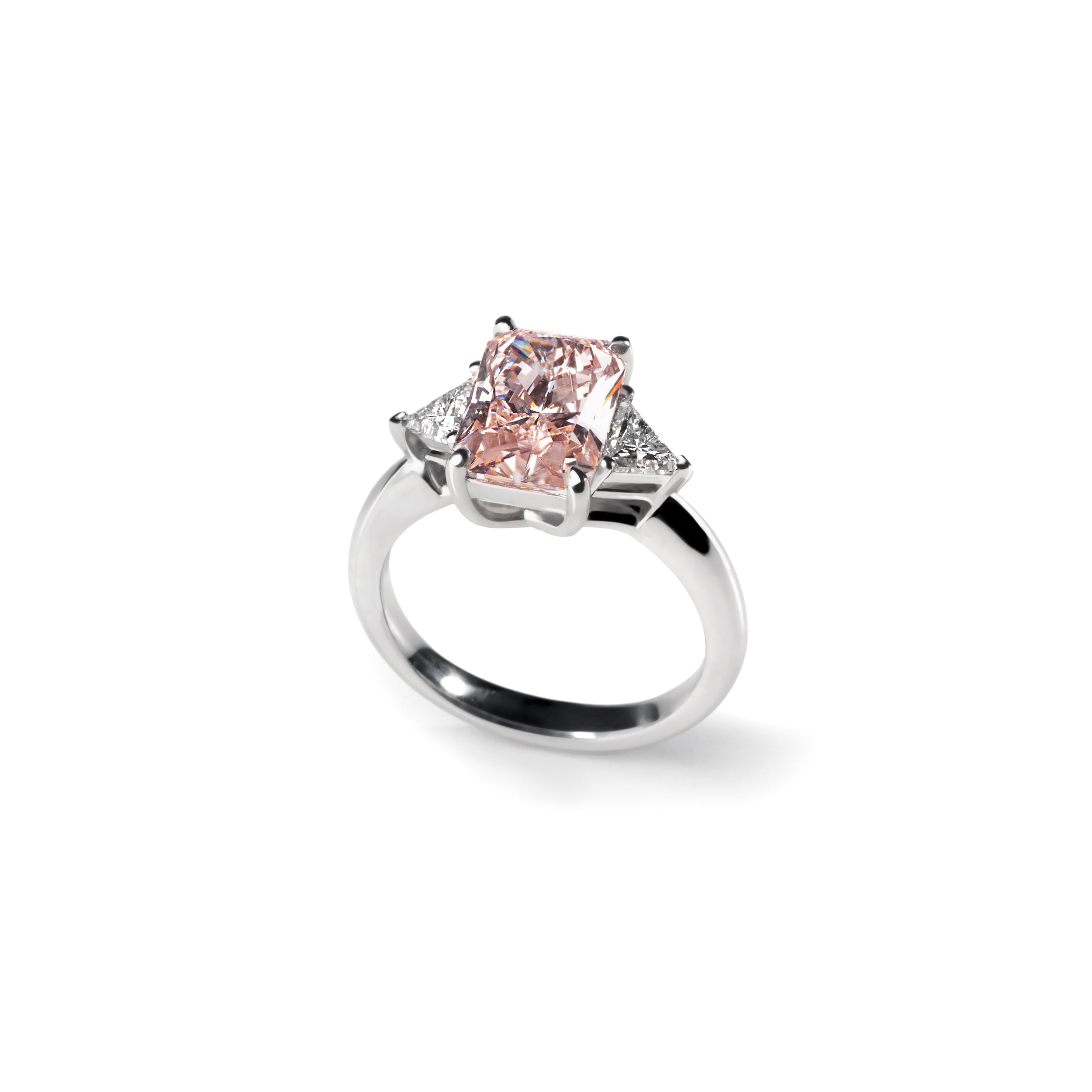Anello Solitario Radiant Fancy brown pink & diamanti